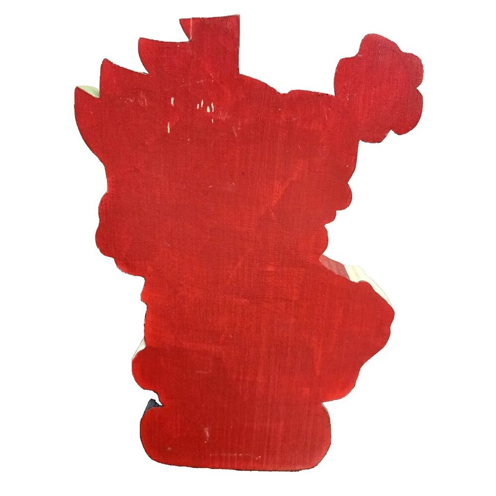 Vintage Hand Painted Wood Santa and Snowman Shelf Sitter Artist Signed Christmas - Picture 5 of 9